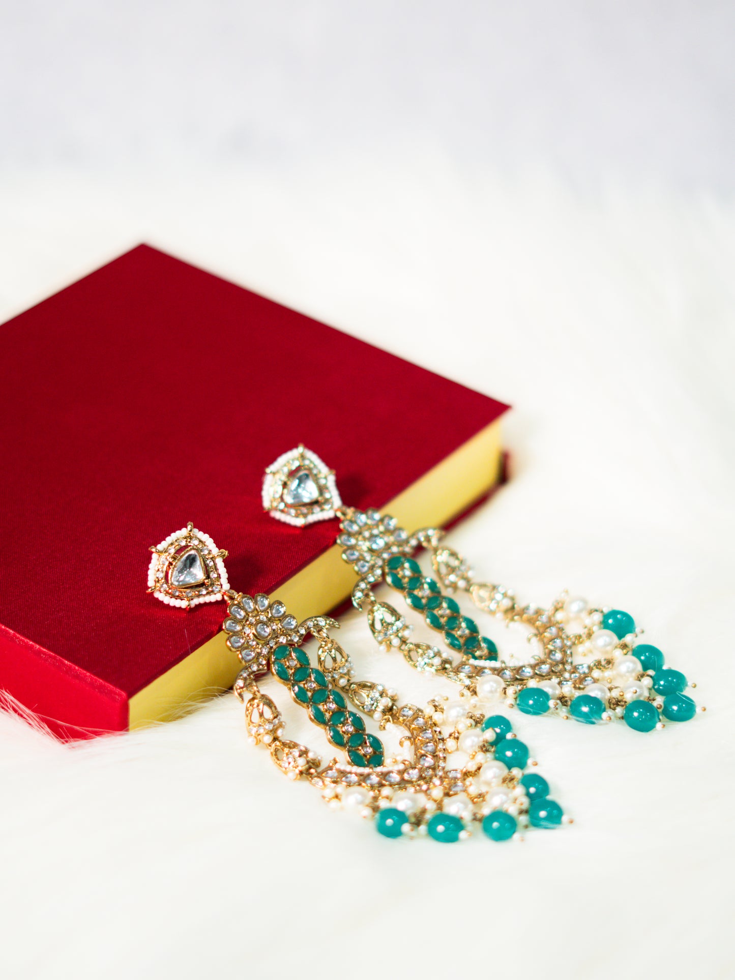 Emerald Green Kundan Chandbali Earrings