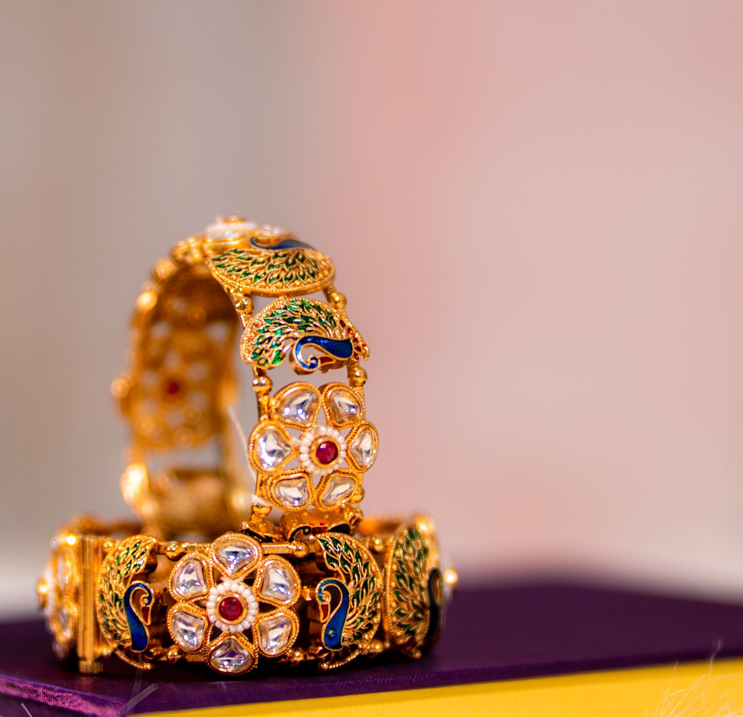 Peacock kundan bangles