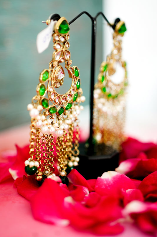 Emerald Kundan Chandbali