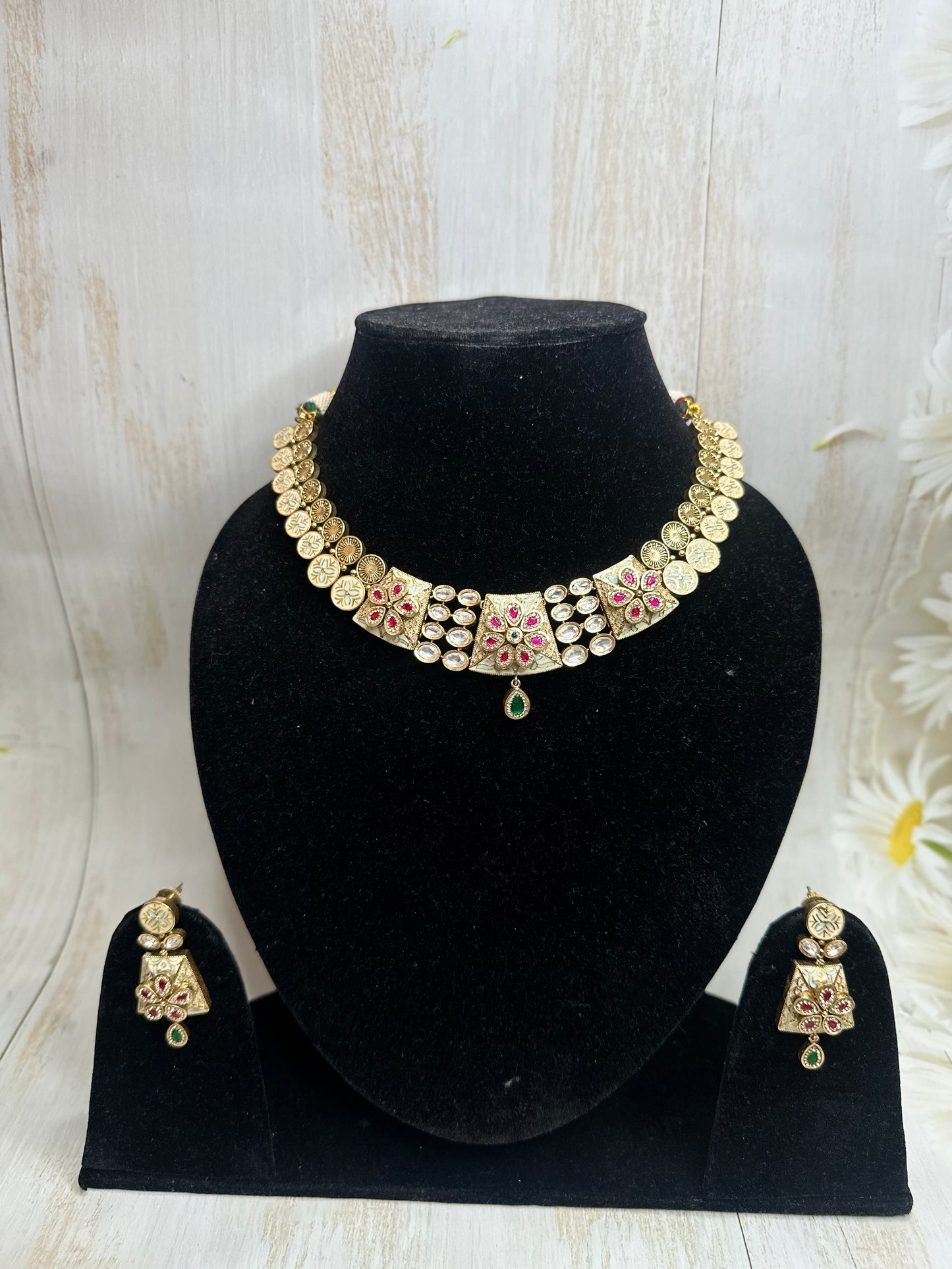 Temple Coin Set with Enamel Accents