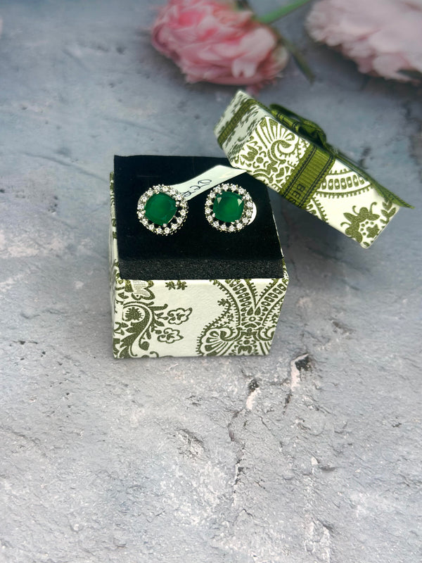 Emerald Gleam Solitaire Studs