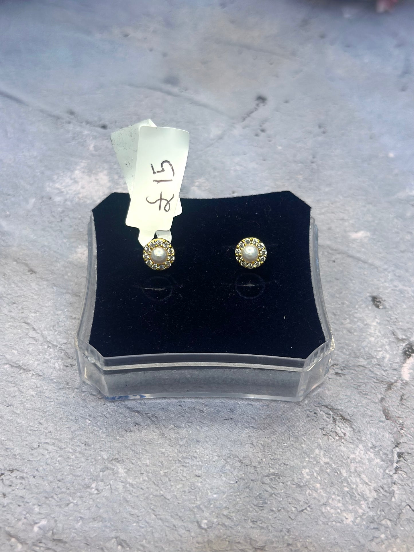 Mini Pearl Halo Studs