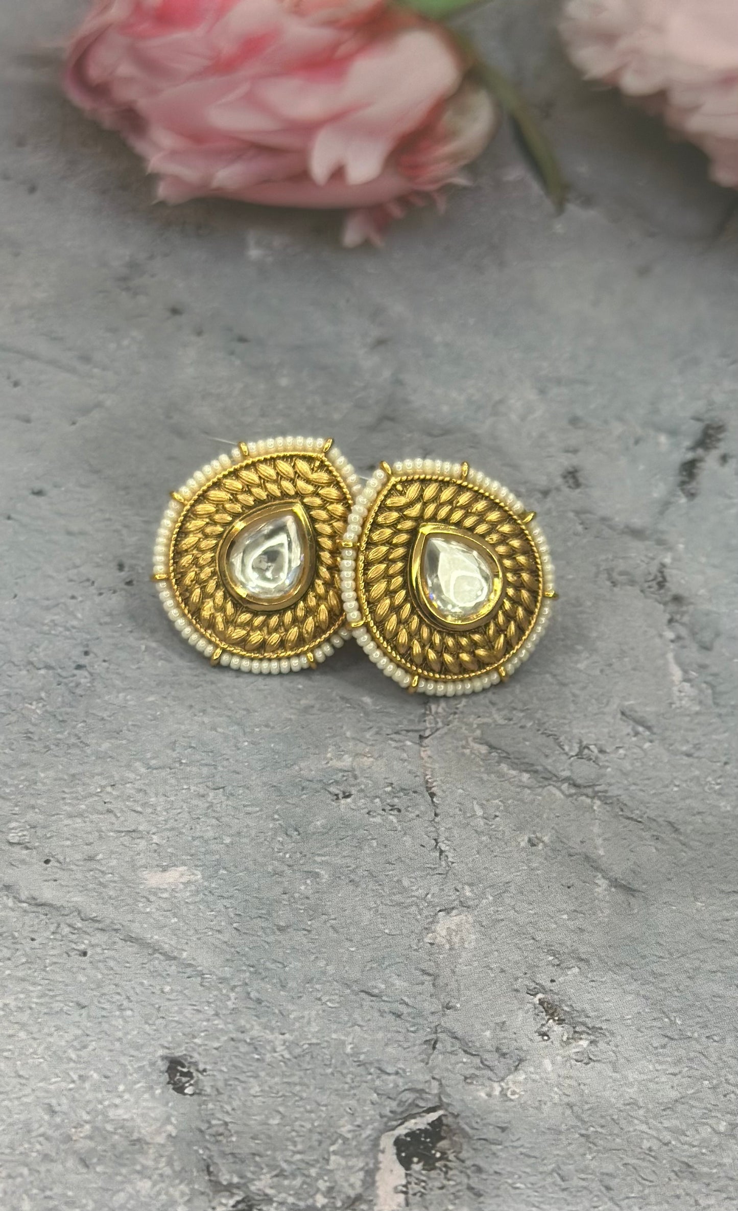 Teardrop Kundan Studs
