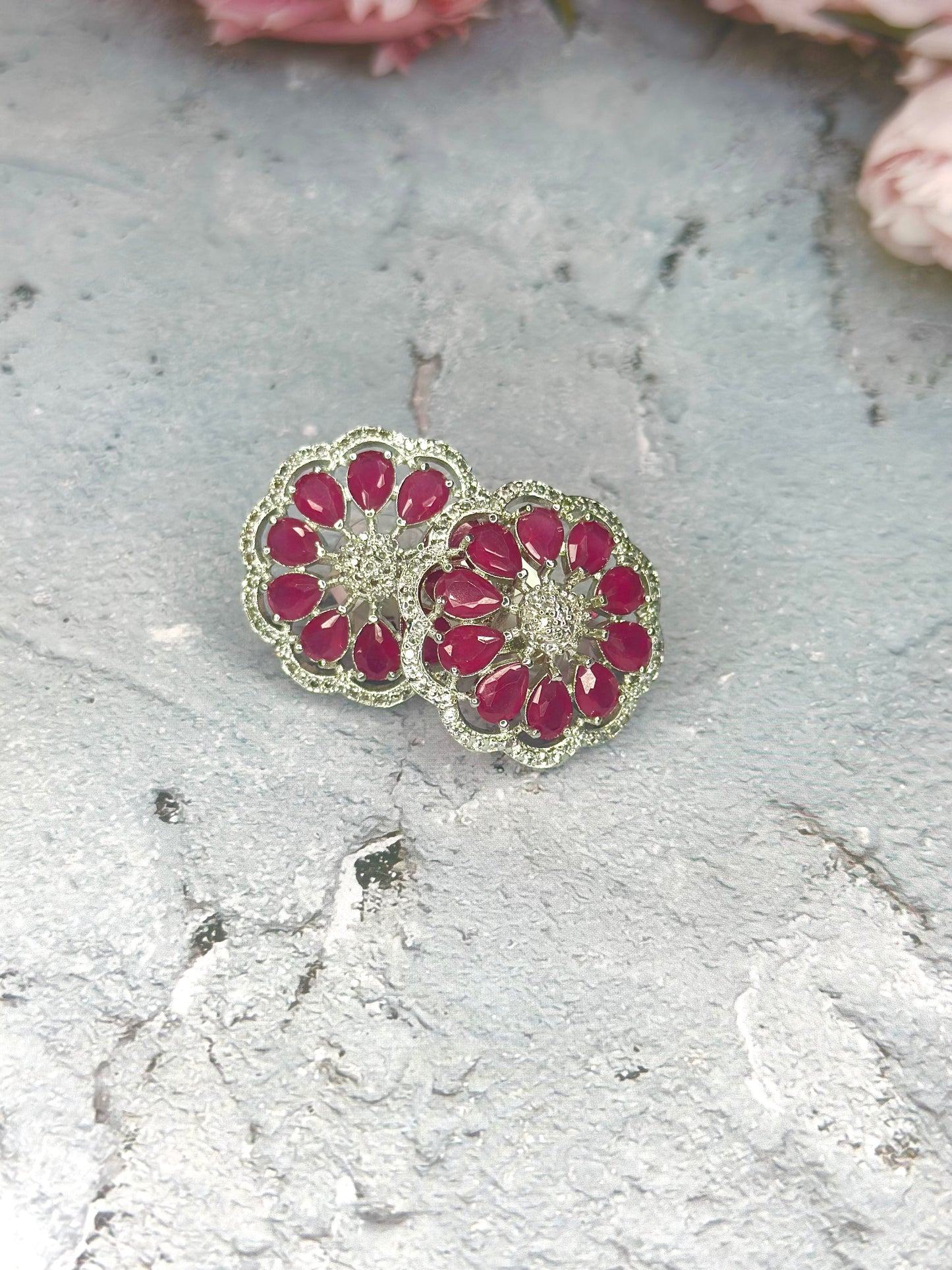 Ruby Bloom CZ Studs