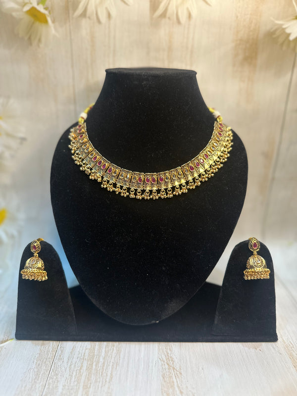 Antique Ruby Coin Choker Set – Rich, Regal & Festive