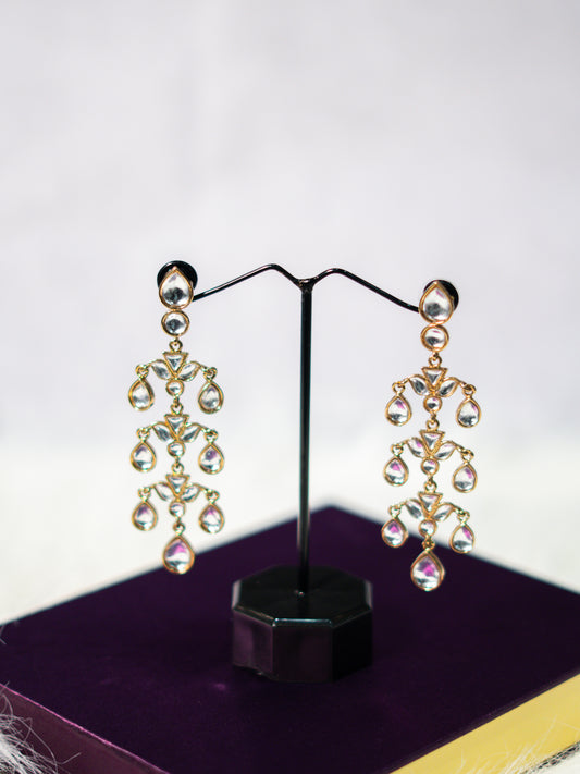 Multi-Tier Polki Drop Earrings