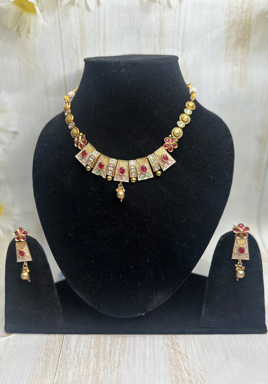 Heritage Meenakari Ruby Set – Bold, Bright & Beautiful