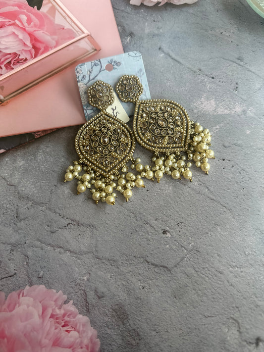 Antique Pearl Chandbali Earrings