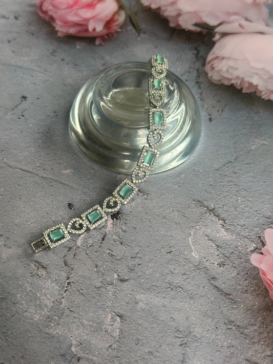 Mint crystal chain bracelet