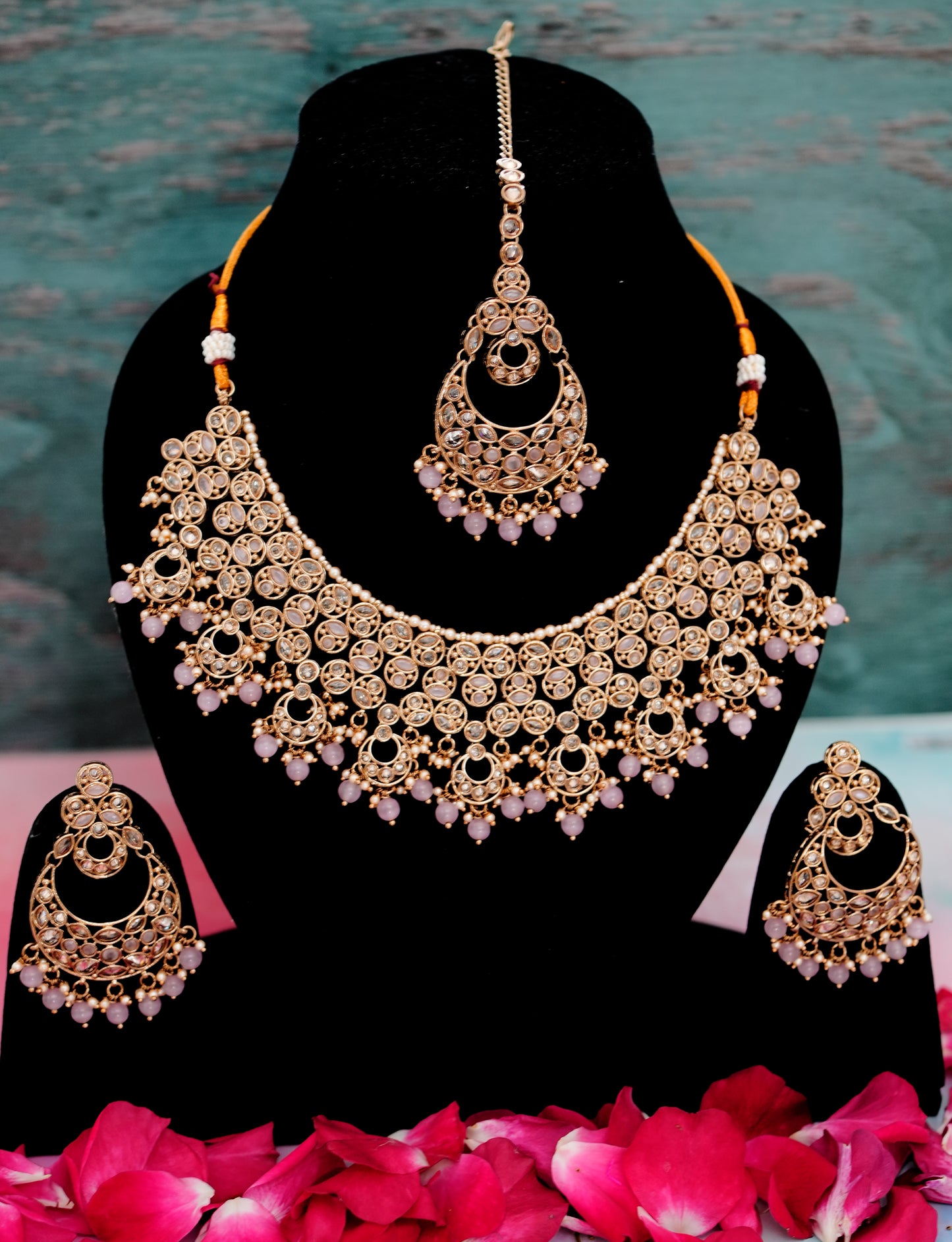 Blush Drop Kundan  Set