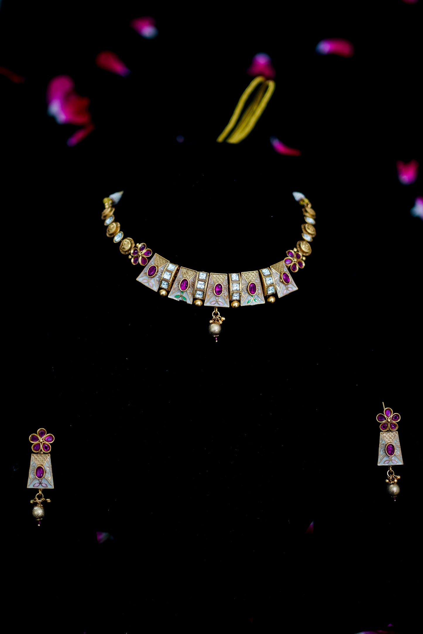Rosé Meenakari | Kundan Choker Set