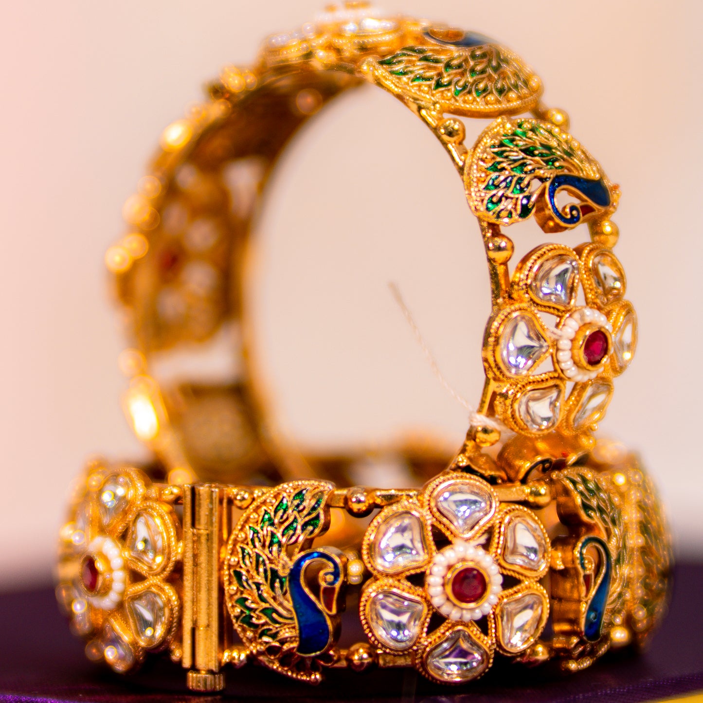Peacock kundan bangles