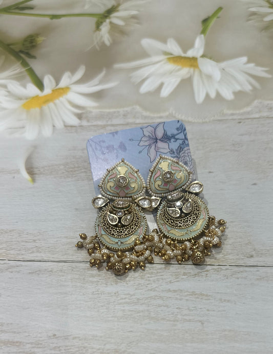Pastel Chandbali Earrings – Soft Glam with Traditional Grace