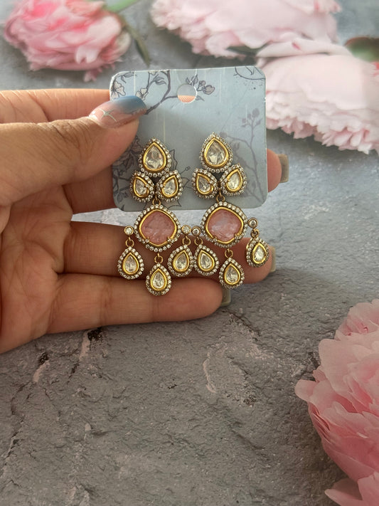 Blush Kundan Drop Earrings
