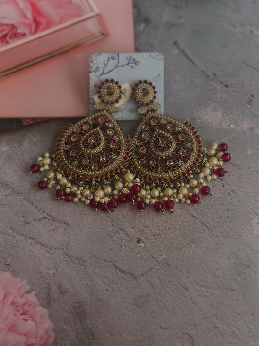 Grand Ruby Chandbali Earrings