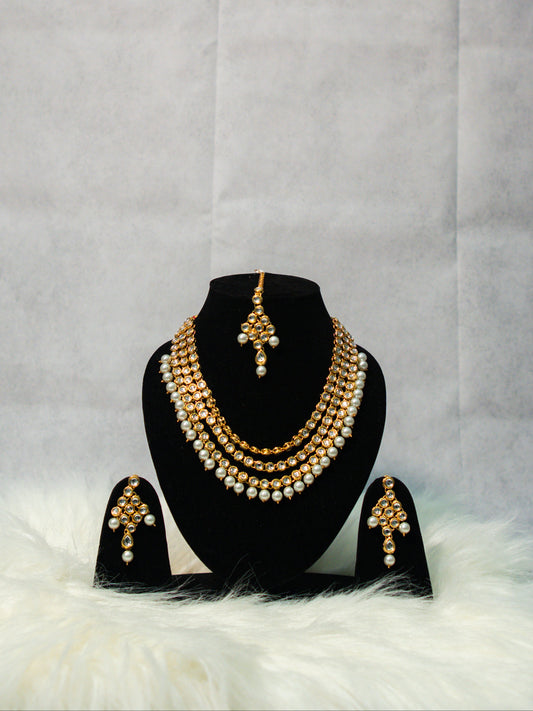 Layered Kundan Pearl Choker Set