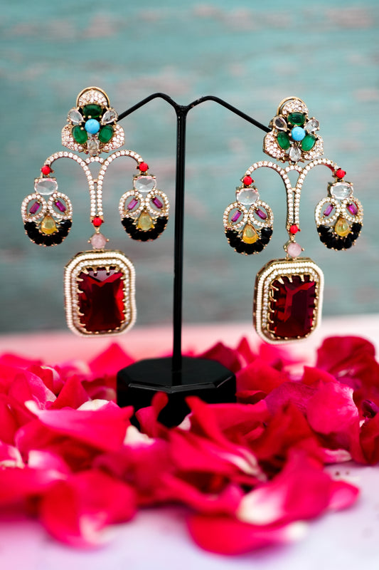 Multicolour Floral Statement Earrings