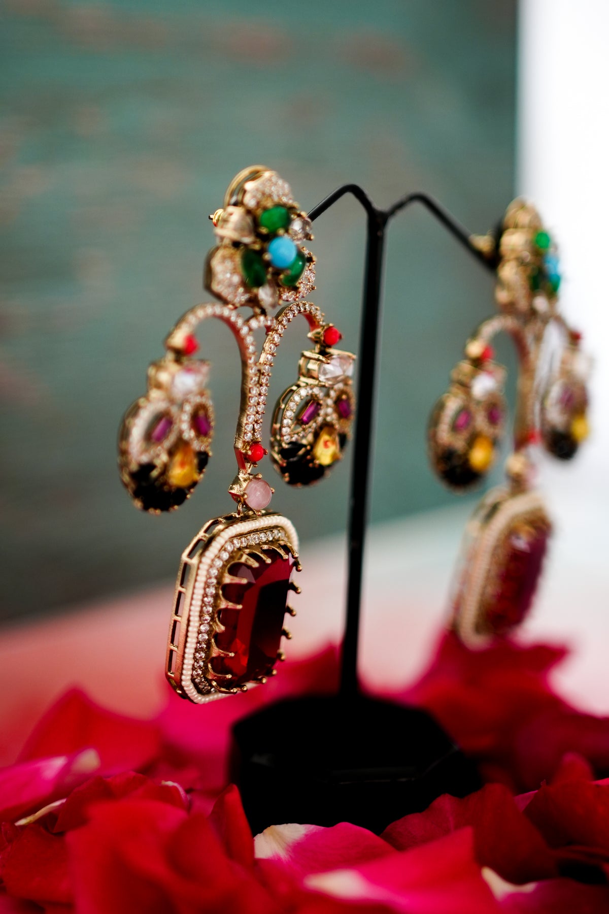 Multicolour Floral Statement Earrings