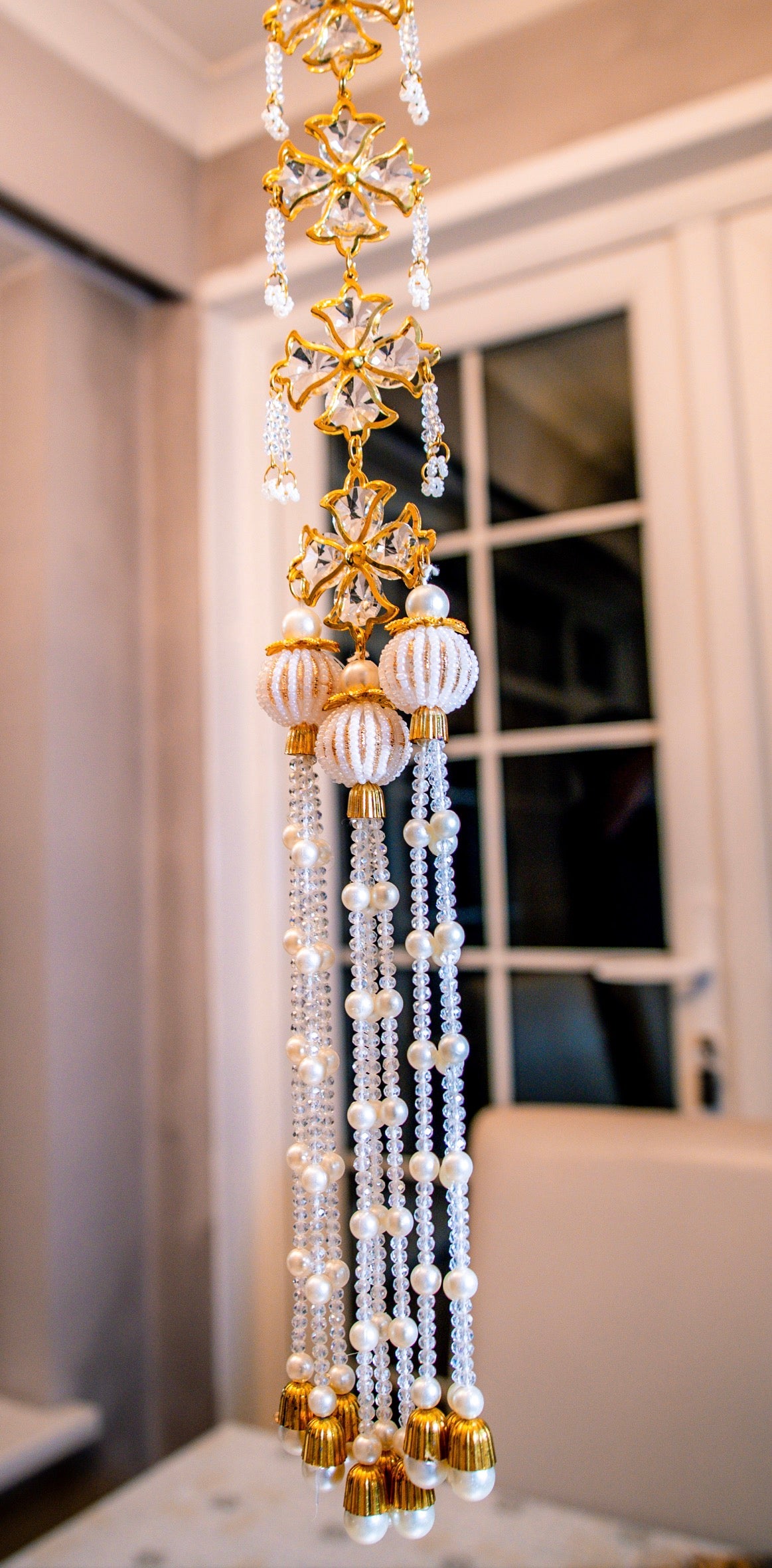 Floral Pearl-Glass Bridal Parandi