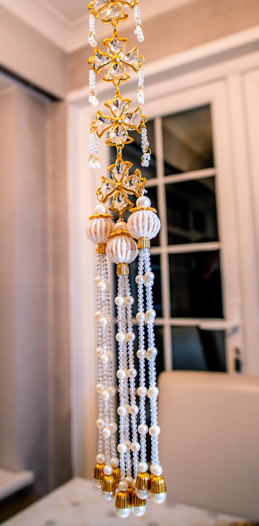 Floral Pearl-Glass Bridal Parandi