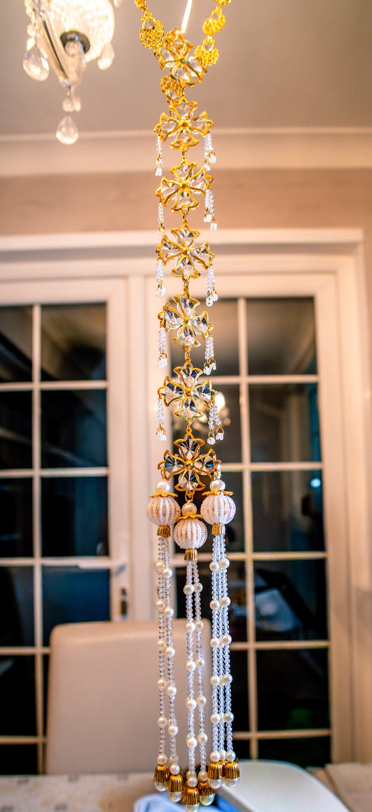 Floral Pearl-Glass Bridal Parandi