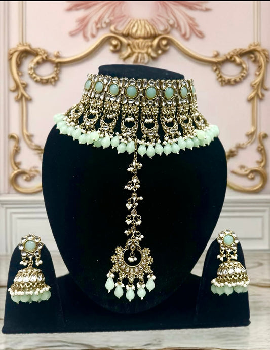 Mint Glow Kundan Choker Set