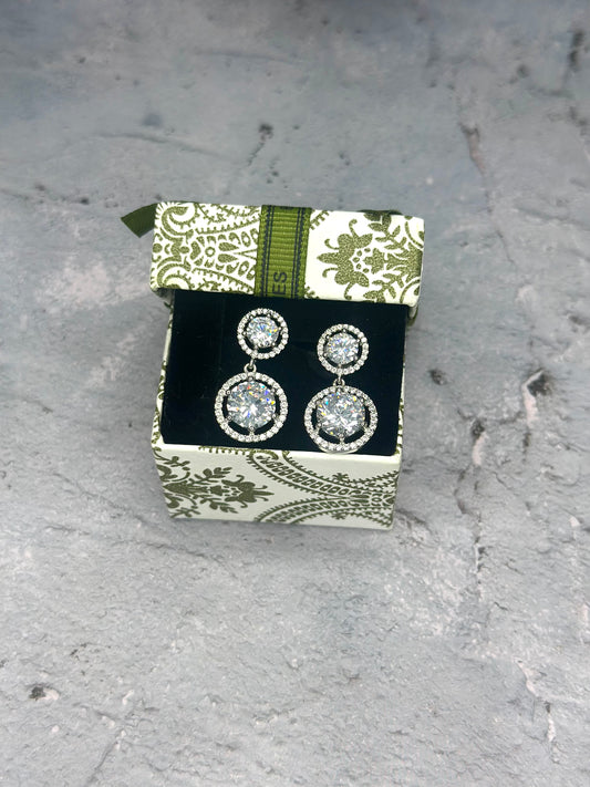 Crystal Halo Drop Earrings