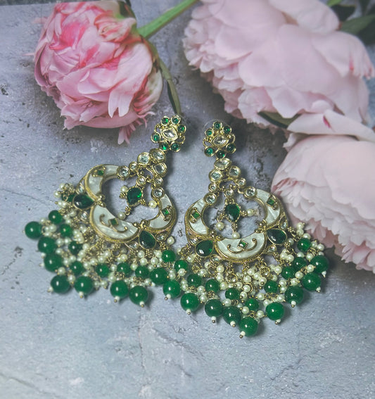 Emerald Glimmer Chandbaali Earrings