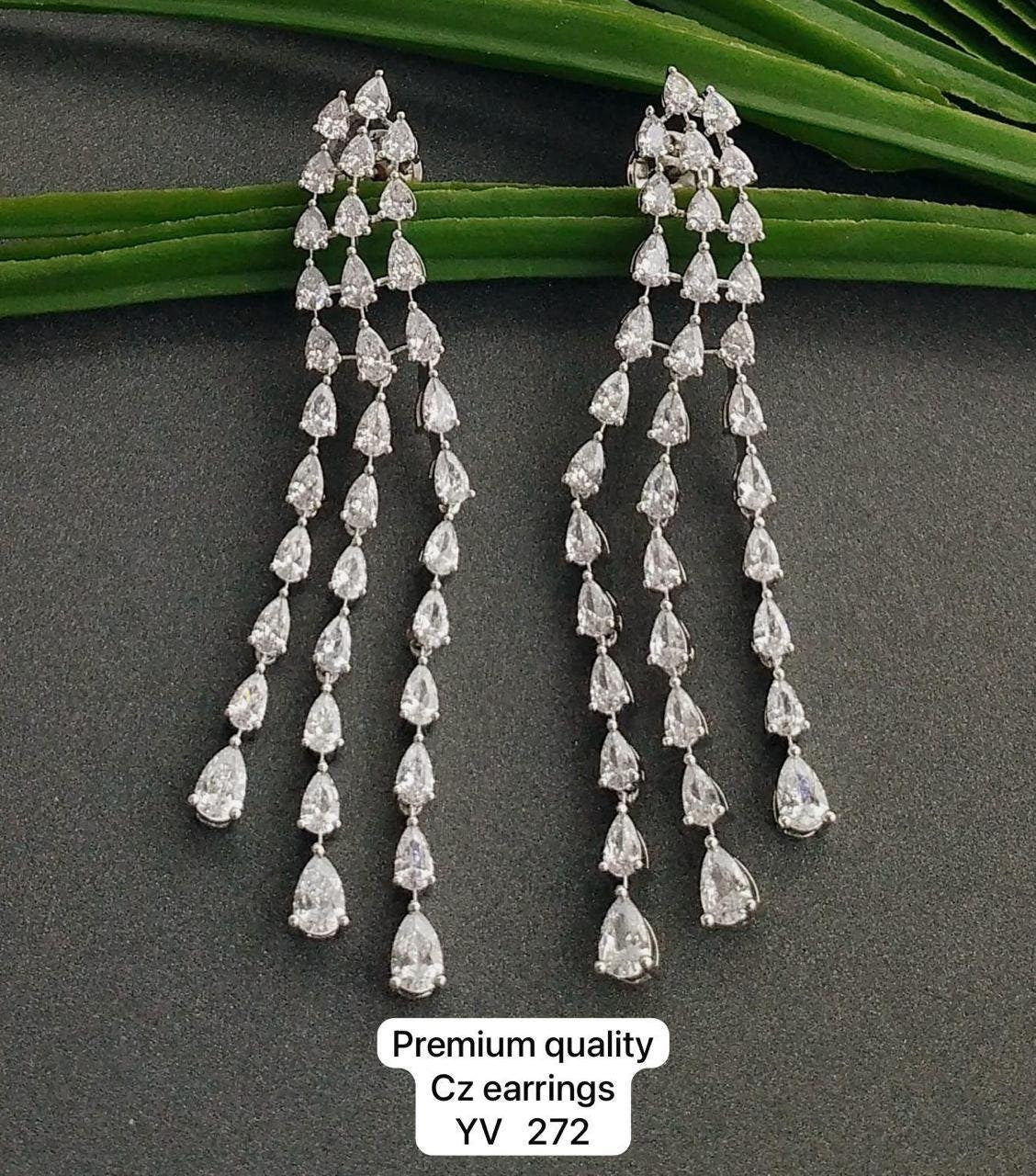 Elegant Tear Drop CZ Chandelier Earrings – Premium Quality