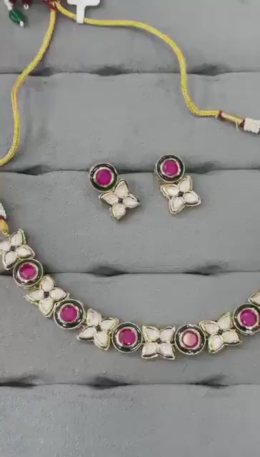 Meenakari Kundan Necklace Set